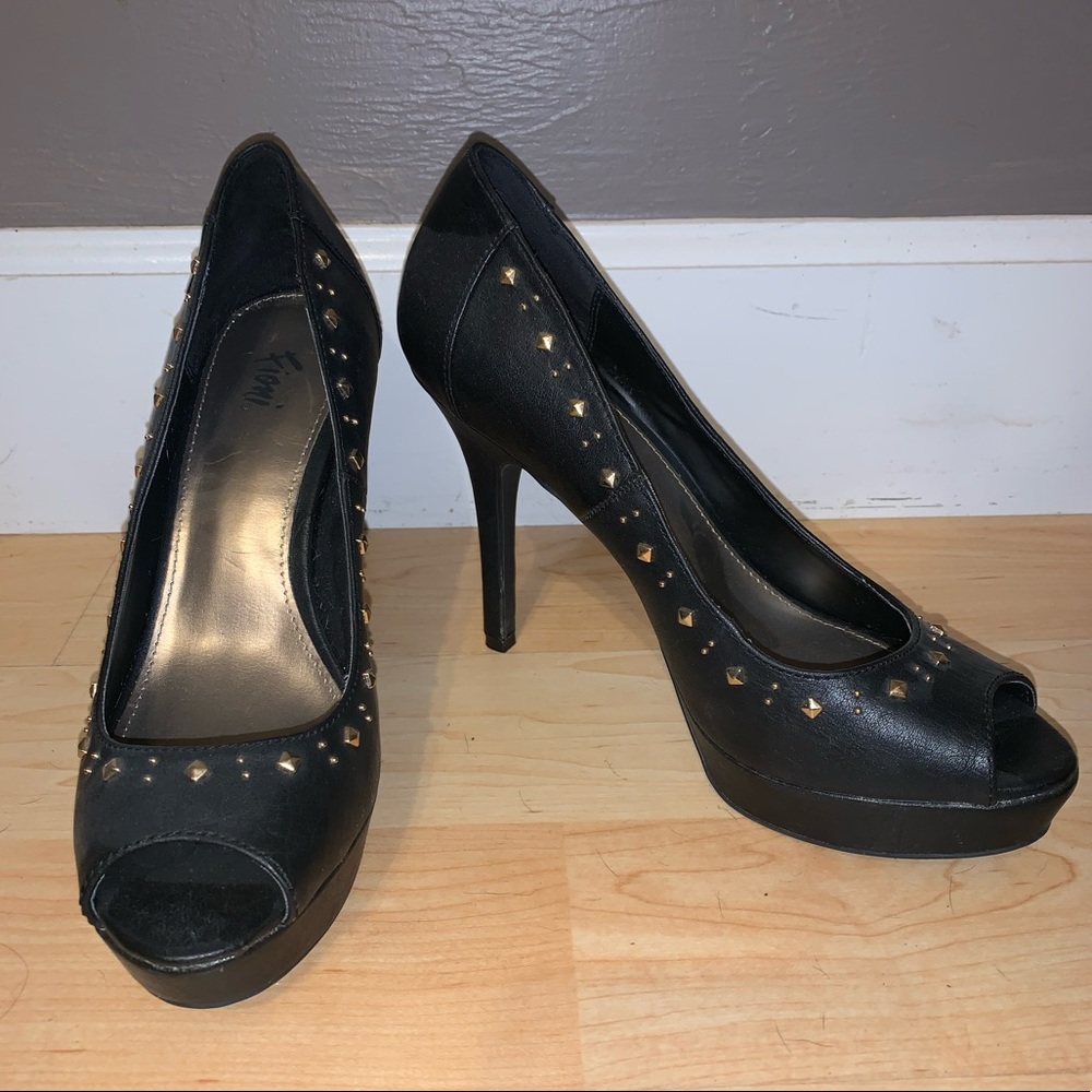 Fioni black studded heels